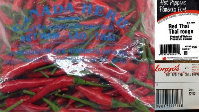 RECALL! Canada Herb, Veg-Pak Produce Ltd. (Hot Peppers & Longo's Brands) - Fresh Chili Peppers/Red Thai Chili Peppers - Possible Salmonella Contamination
