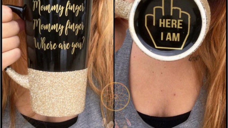 Mommy finger sales mug
