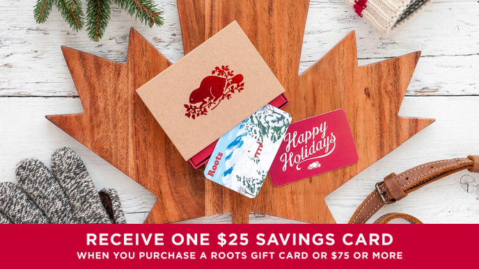 Buy A $75 Roots Gift Certificate & Get $25 To Spend @ Roots For Free