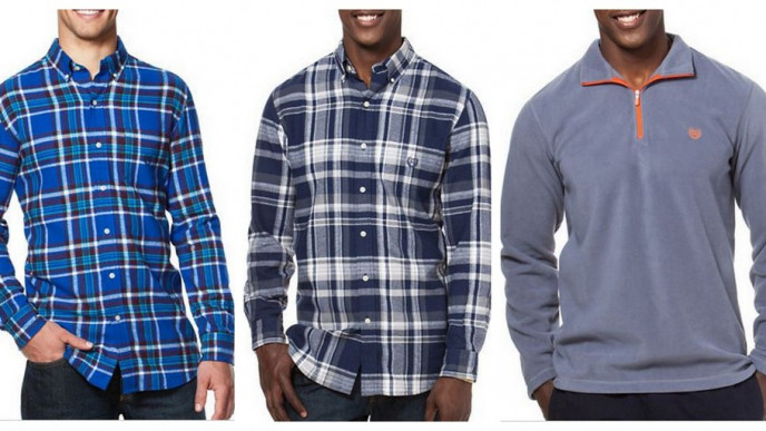 Men's Chaps Flannels & Micro Fleece Pullovers $19.99 Hudsons Bay