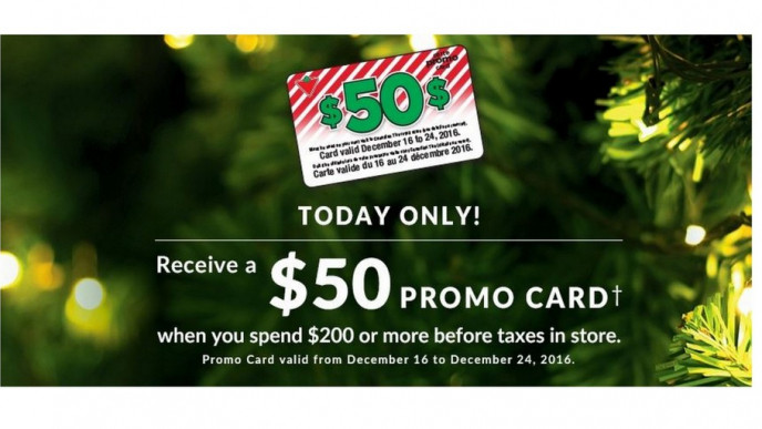 Thurs. Only! $50 Gift Card with $200 Purchase @ Canadian Tire