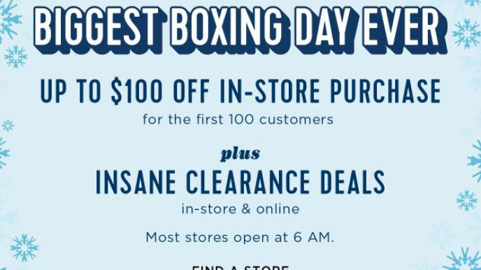 Up to $100 off In-Store Purchase First 100 Customers Dec. 26 @ Old Navy