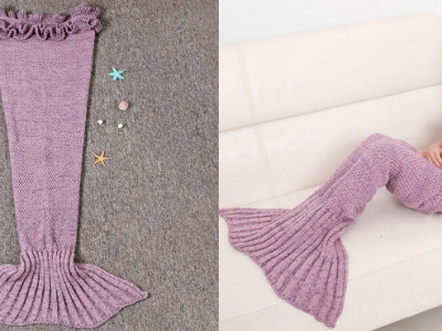 Kids Knitted Mermaid Blanket $8.49