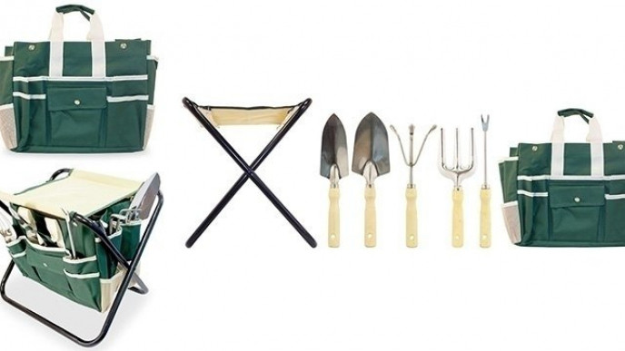 GardenHome 7 Piece Garden Set With Folding Stool $44.99 @ Amazon Seller Deals Republic