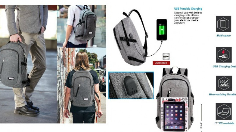 Coco-Melon Mens and Womens Travel Backpack with USB Charging Port,17 Inch Laptop Computer Bag for School or Outdoor 