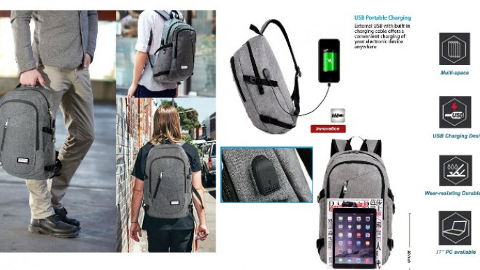 DailyStar Backpack with USB Charging Port $33.99 @ Amazon