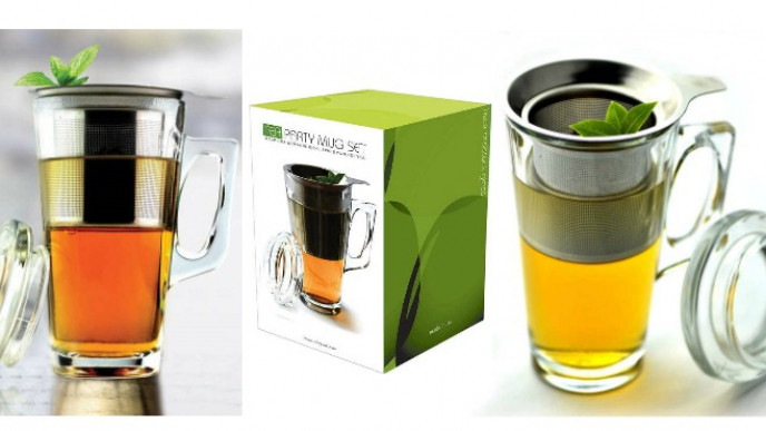 AdNArt Infused Tea Party Glass Mug Set of 2 $19.99 @ Costco