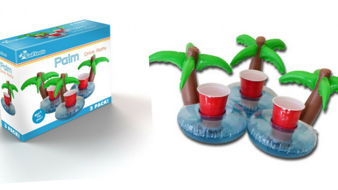 GoPong Floating Palm Island Drink Holder 3-Pack $11.93