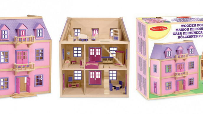 melissa & doug multi level wooden dollhouse