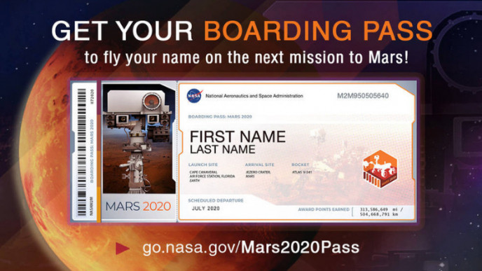 Get Your Boarding Pass to Send Your Name to Mars with NASA!