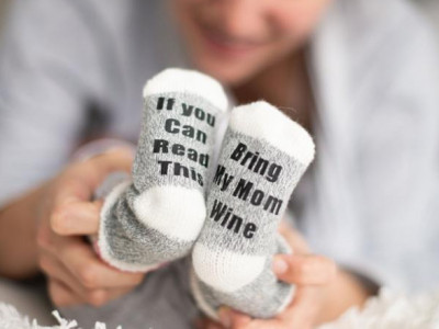 "Bring My Mom Wine" Socks
