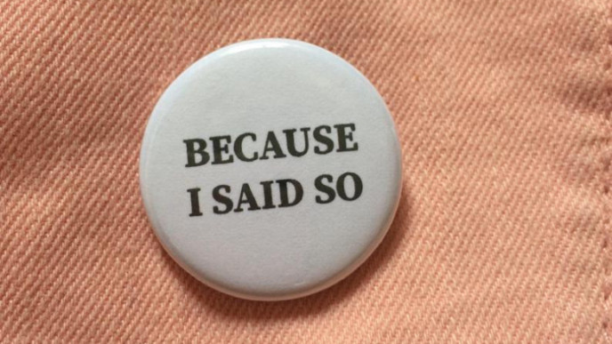 This "Because I Said So" Pin is $5 Shipped