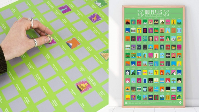 100 Places Scratch Off Bucket List Poster