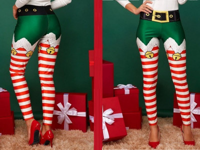 High Waist Elf Christmas Skinny Leggings