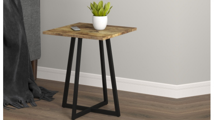 Square Brown Reclaimed Wood Black Metal Accent Table  $45 Shipped @ Best Buy
