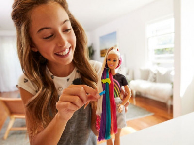 Barbie Rainbow Sparkle Hair Doll $9