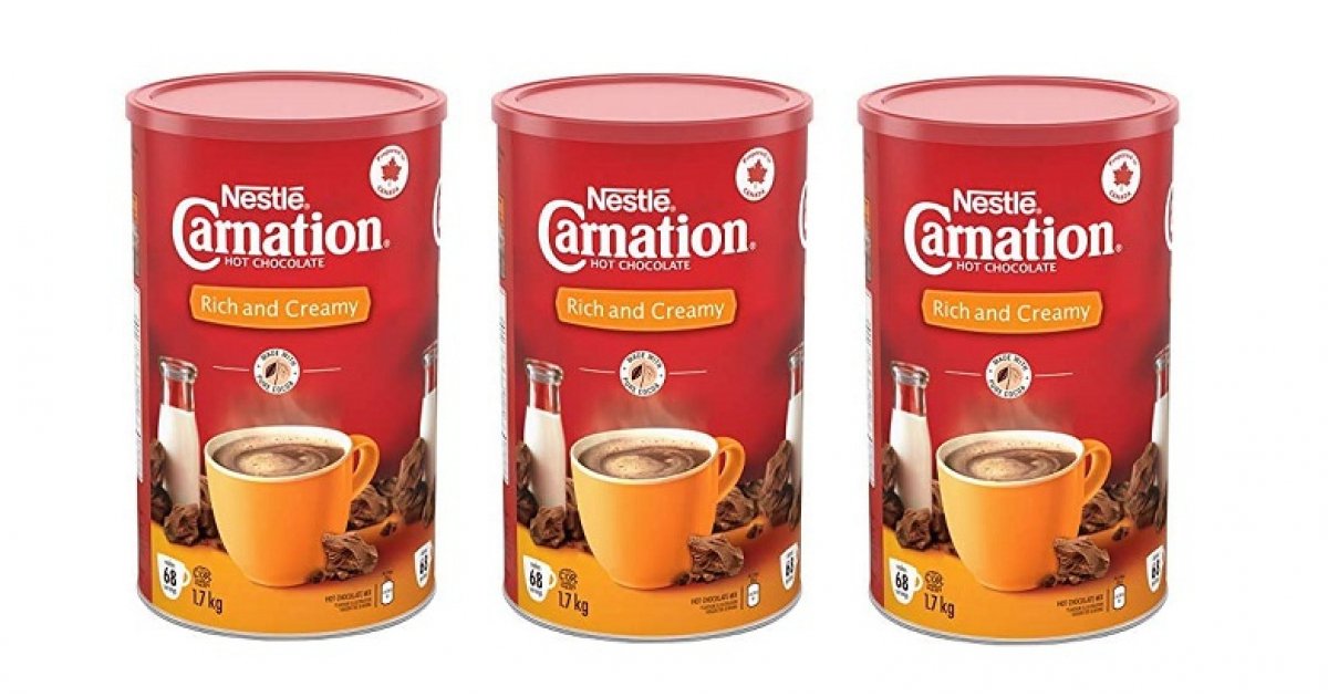 Carnation Hot Chocolate, Rich And Creamy 1.7 Kg Canister From 9.48 Amazon
