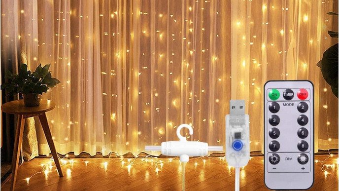 SUNNEST Window Curtain String Lights 300 LED $18.39 (With Coupon) @ Amazon Canada