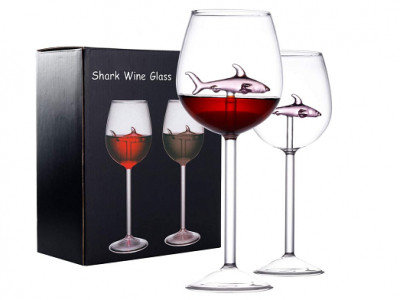 2 Shark Wine Glass Goblets $32.99