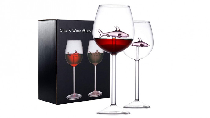JGLASSMALL 2 Pack Shark Wine Glass Goblets $32.99 @ Amazon Canada Store: Jiangjue's Store