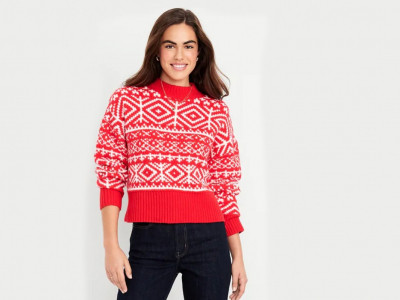 50% off SoSoft Mock-Neck Fair Isle Sweater