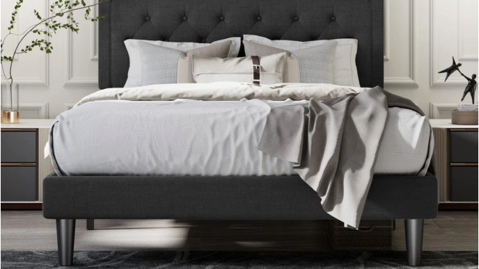 Wayfair Canada: 74% Off Mercury Row Hegg Linen Tufted Platform Bed with Free Delivery