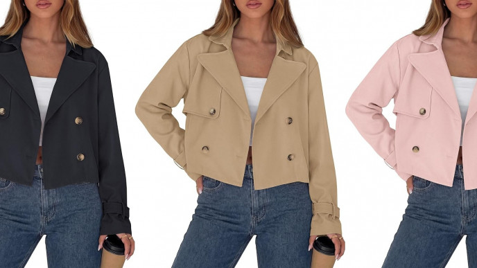 Cropped Trench Coat Now $42.00 (Reg. $59.99)