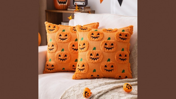 Halloween Funny Face Pumpkin Throw Pillow Covers Now $19.98 (Reg. $22.99)