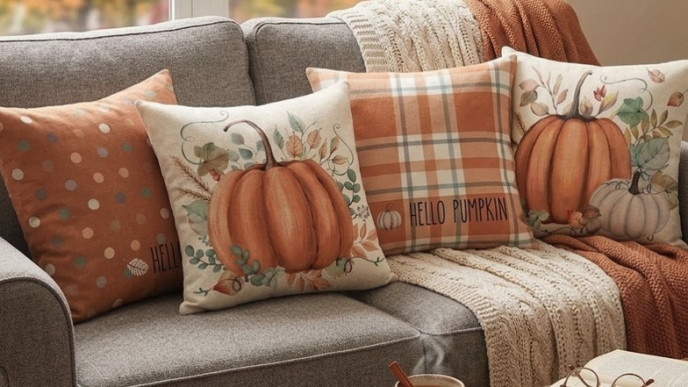 AVOIN colorlife Hello Fall Pumpkin Pillow Covers (Set of 4) Now $13.99