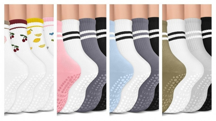 DHSO Pilates Socks with Grips (4 Pairs) Now $8.99 (Reg. $19.99)