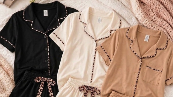 30% off RONGTAI Leopard Trim Pajama Set - Now $23 (Reg. $33)