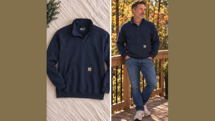 40% off Carhartt Men's Loose Fit Midweight Quarter-Zip Mock-Neck Sweatshirt - Now $51 (Reg. $85)