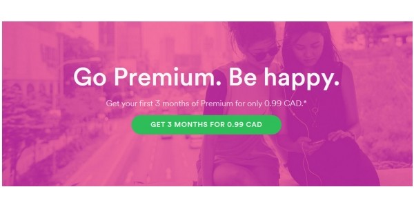 Spotify: 3 Months Premium only 99¢ (Worth $29.97)