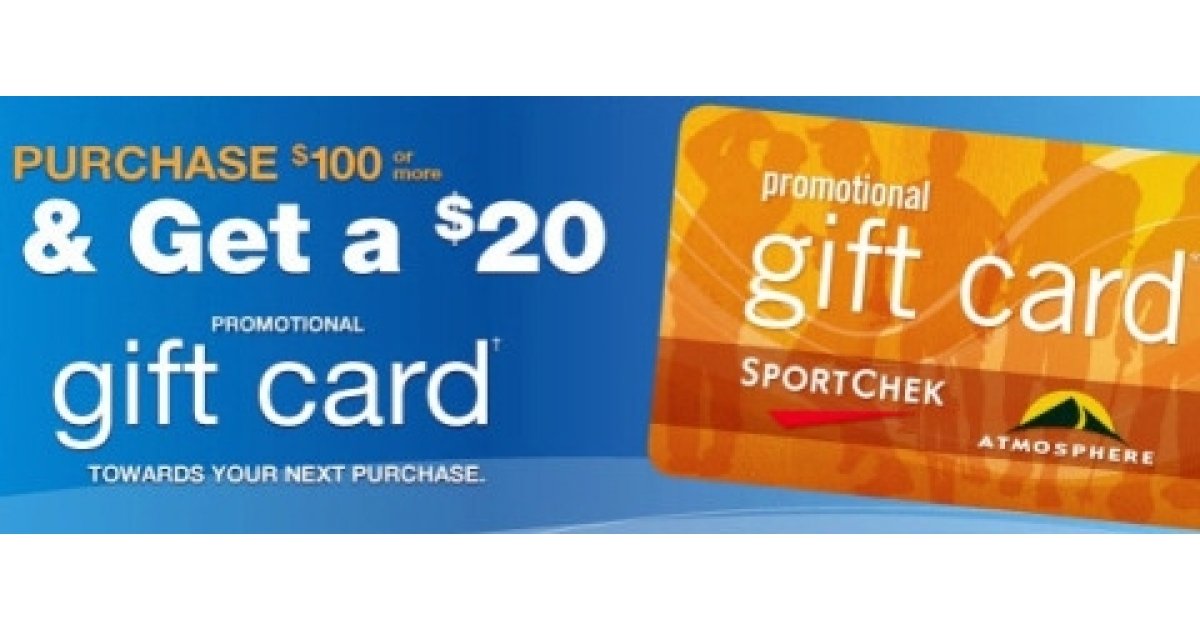 SportChek 20 Gift Card with 100 Purchase + More