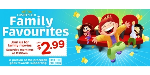 $3 Family Favourites Movies for May @ Cineplex Canada