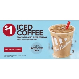 Small Iced Coffee For $1 @ Tims