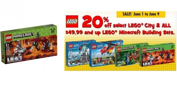 From $9 And Up - 20% Off LEGO Selected Minecraft and LEGO City @ Toys R Us Canada