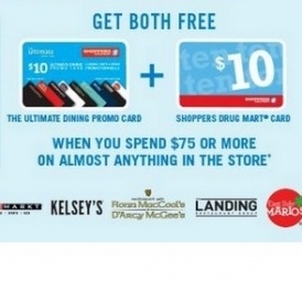 Get 2 x $10 Gift Cards W/$75 Purchase @ SDM