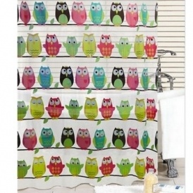 Vibrant Owl Pattern Shower Curtain $18.74