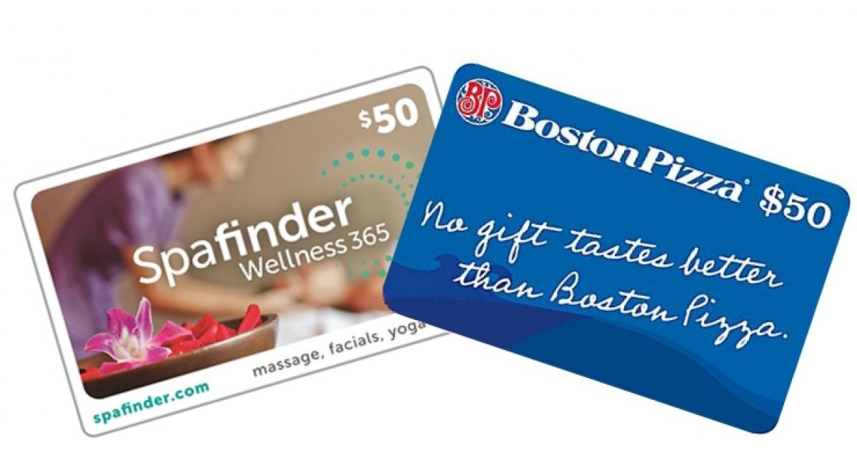 20 Off Spafinder Wellness 365 & Boston Pizza Gift Cards Superstore