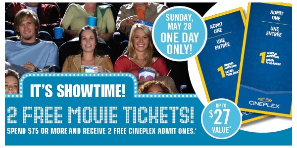 2 Free Movie Tickets With $75 Spend @ Shoppers Drug Mart
