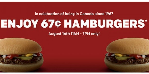 67¢ Hamburgers @ McDonald's Canada