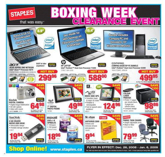Staples Boxing Day Flyer December 2008