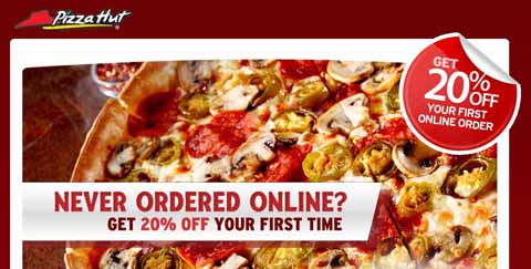 Pizza Hut 20 Off First Time Online Order