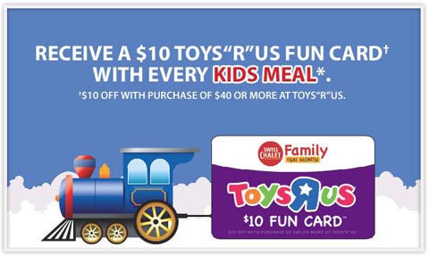 Swiss Chalet $10 Toys R Us Gift Card with Kids Meal