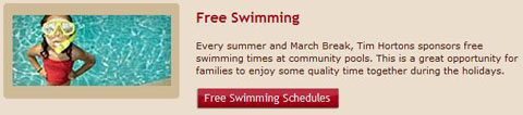 Tim Hortons Free March Break swimming