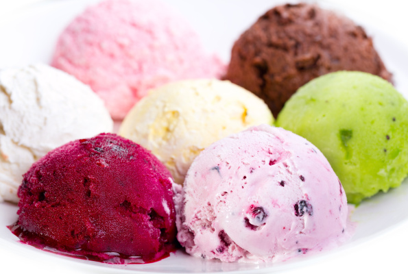 various scoops of ice cream
