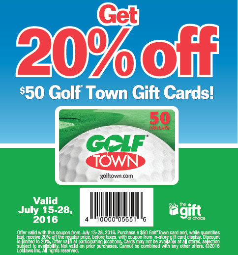 20% Off Golf Town Gift Cards @ Loblaws Canada