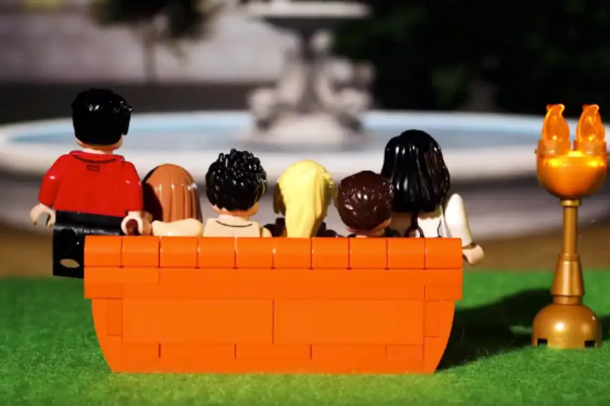 LEGO Friends Minifigures sat on brown sofa