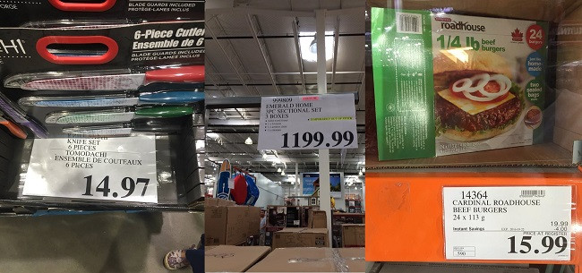 Costco snapshot examples showing items and prices